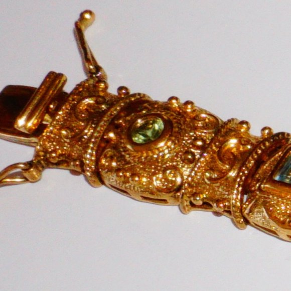 Gold over Silver Semi Precious Stone Bracelet